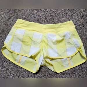 Lululemon Speed Shorts Yellow White Plaid Size 6